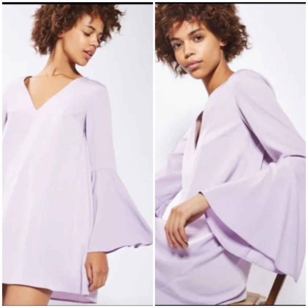Topshop Flute Sleeve Lavender Dress